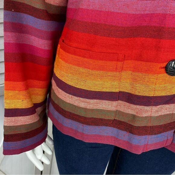 Chico’s Design Vintage Rainbow Stripe Serape Shirt Jacket Medium Western - Picture 5 of 12